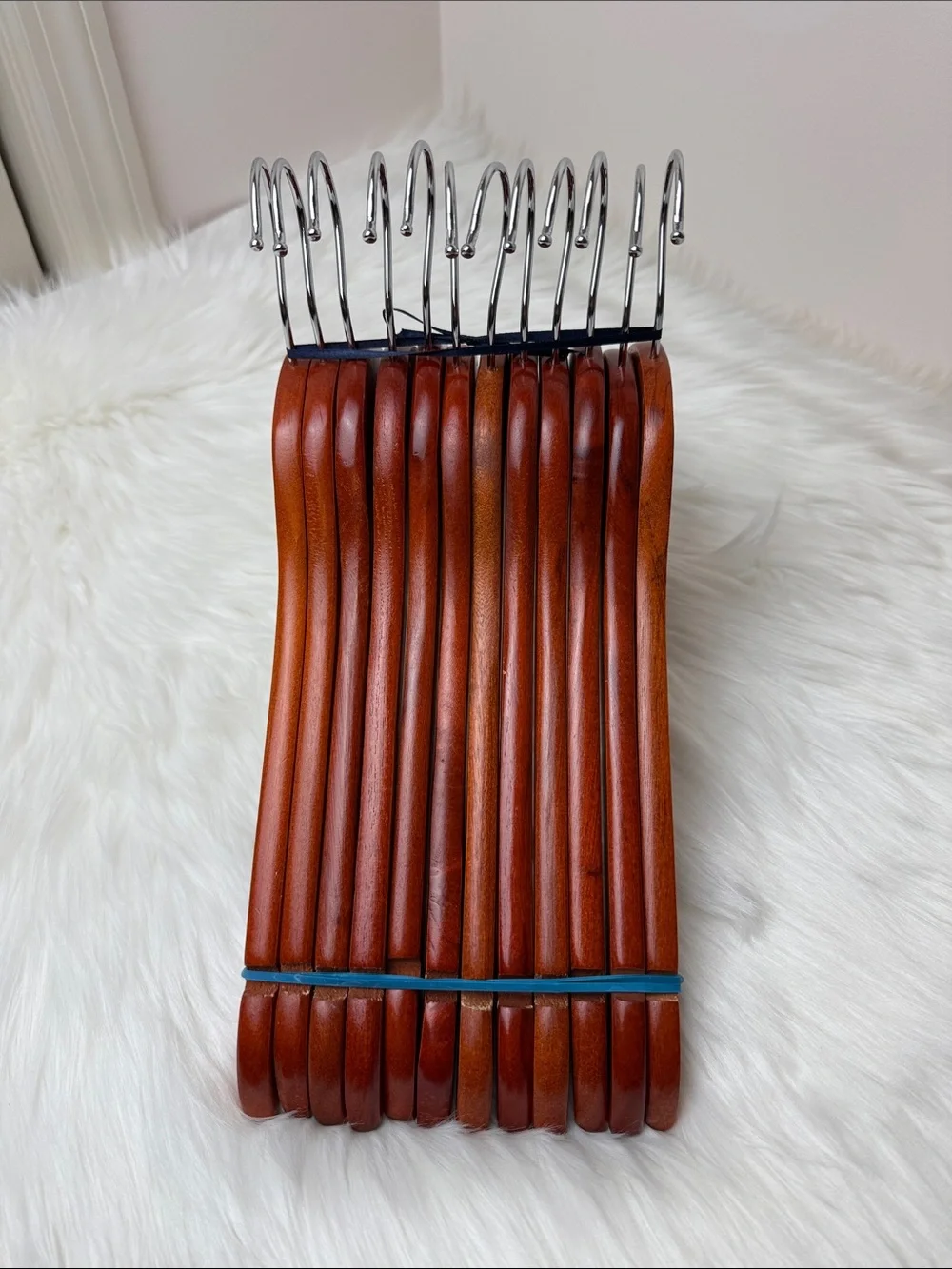 Wooden Shirt Hangers - Set of 12 in Warm Brown Mahogany